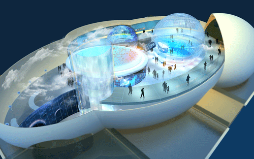 an artistic rendition of the MeteoWorld Pavilion